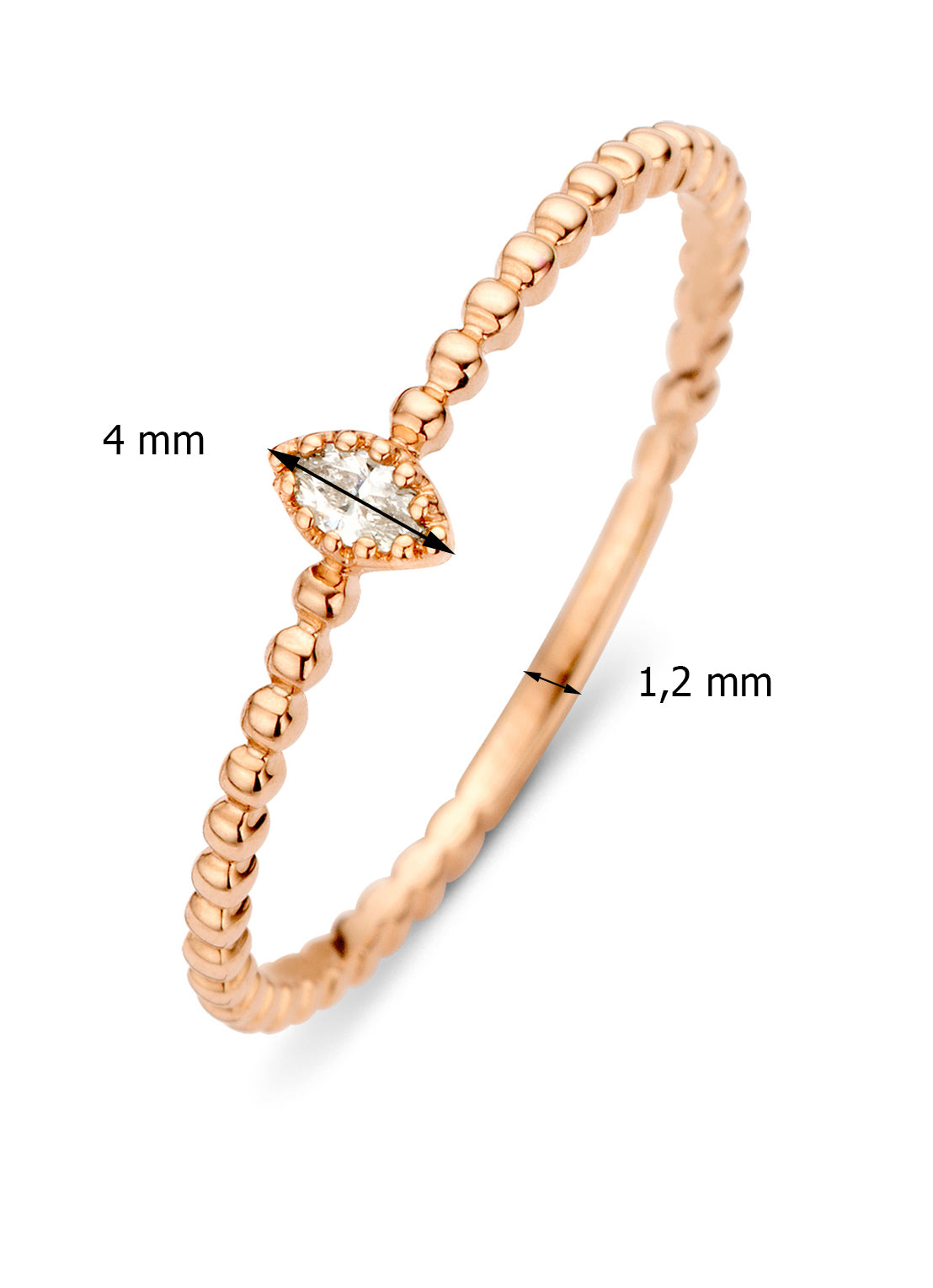 Roségouden ring, 0.04 ct diamant, Joy