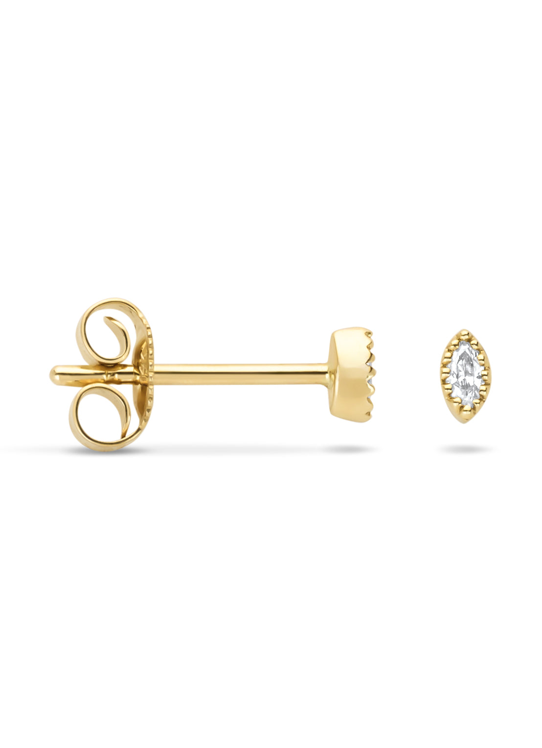 Yellow gold ear jewelry, 0.08 ct diamond, joy