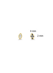 Yellow gold ear jewelry, 0.08 ct diamond, joy