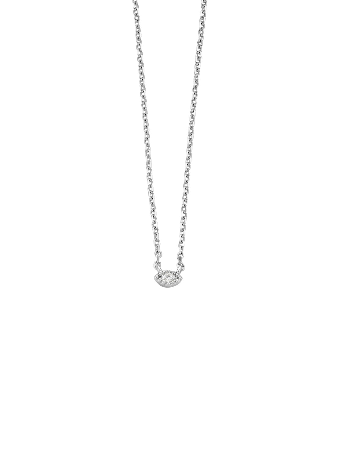 Witgouden collier, 0.04 ct diamant, Joy
