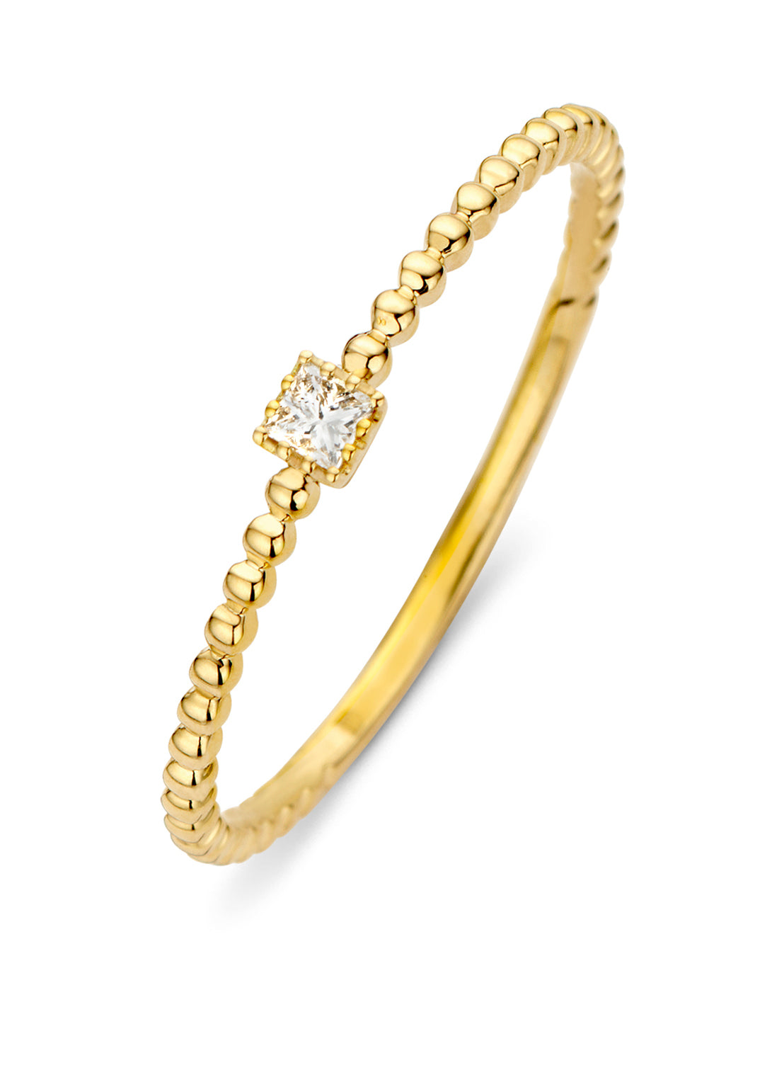Yellow gold ring, 0.04 ct diamond, joy