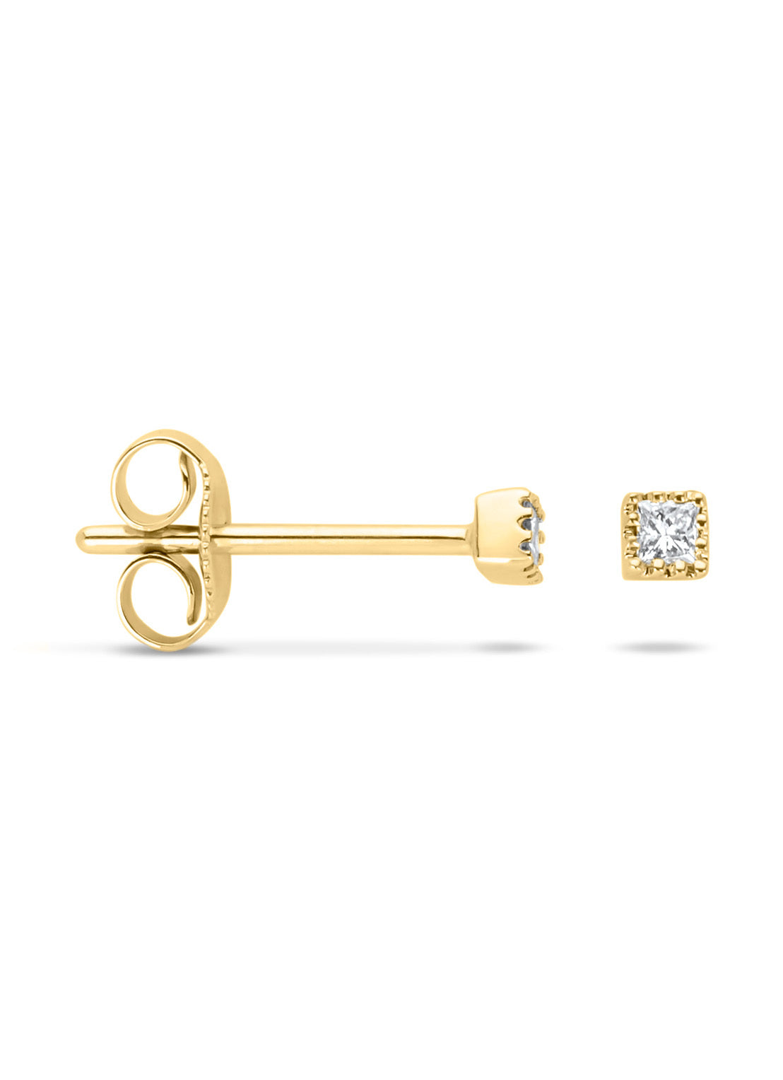 Yellow gold ear jewelry, 0.08 ct diamond, joy