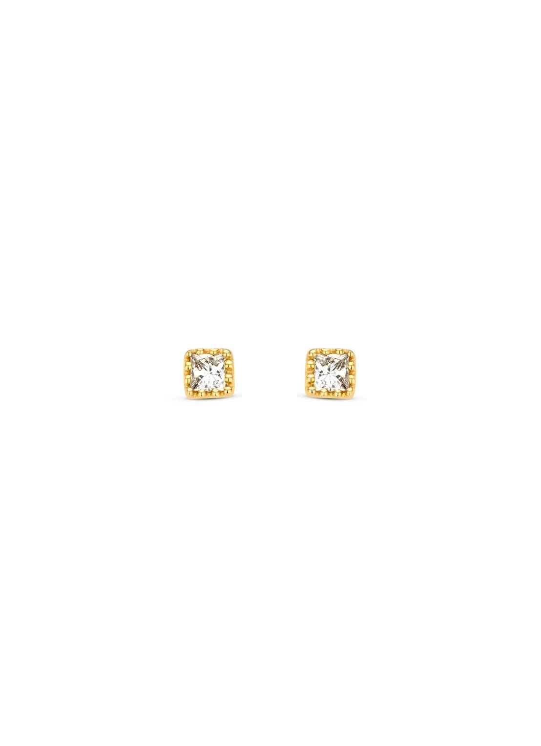 Yellow gold ear jewelry, 0.08 ct diamond, joy