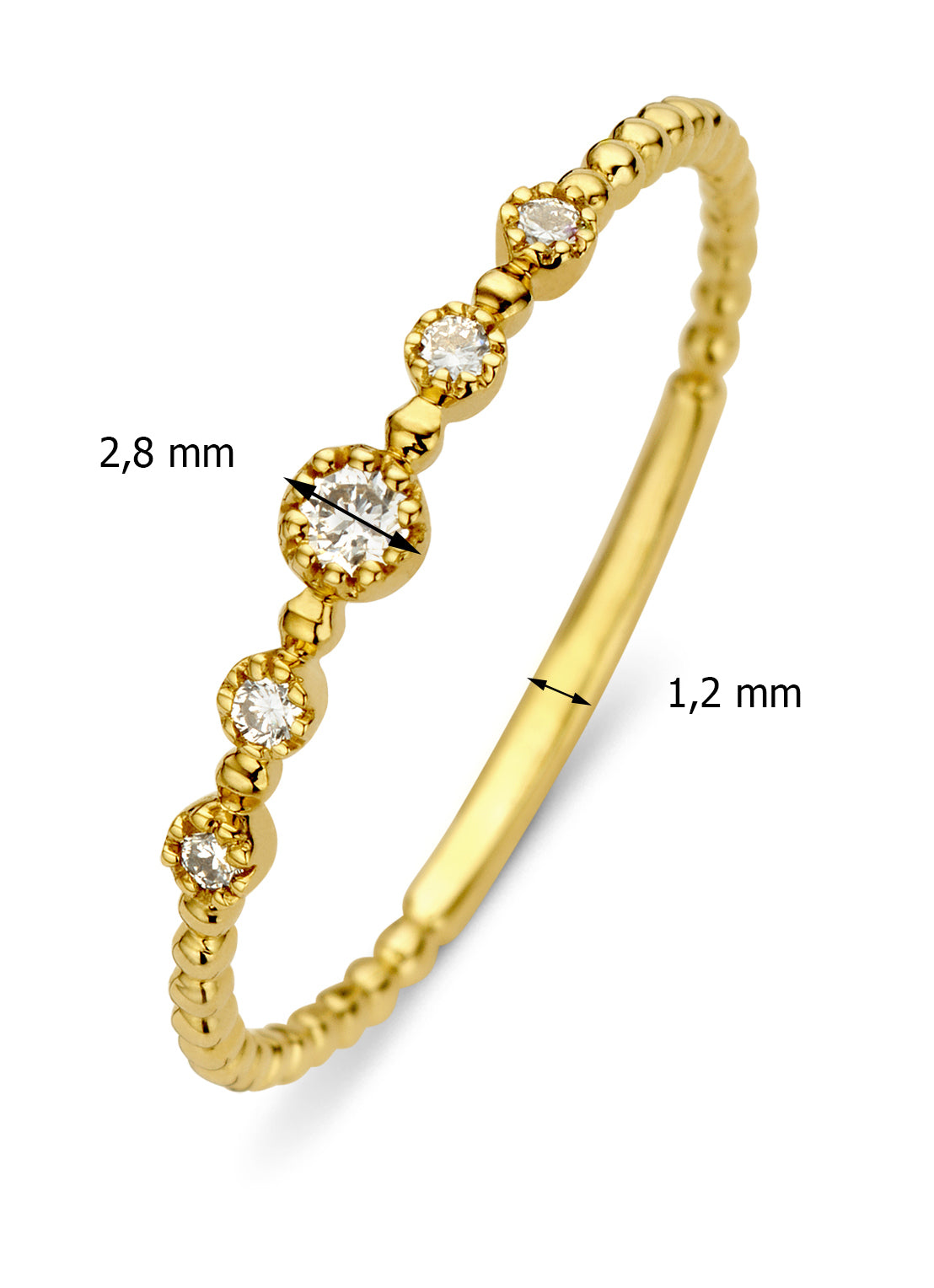 Geelgouden ring, 0.09 ct diamant, Joy