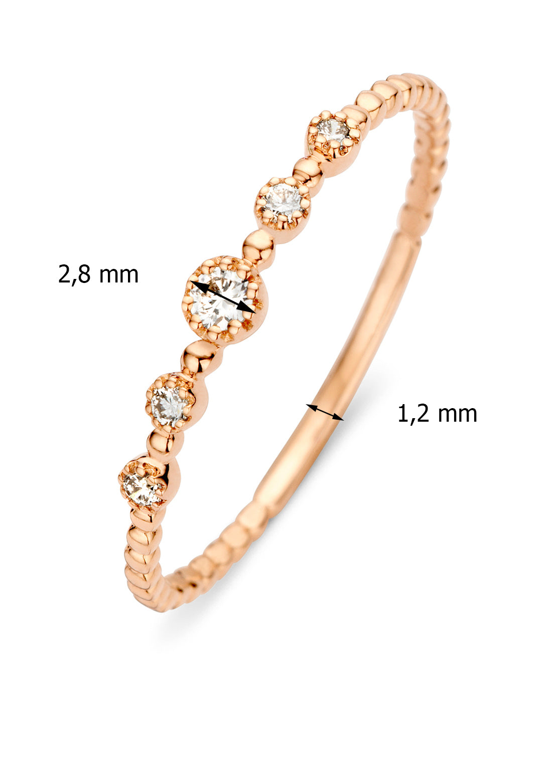 Roségouden ring, 0.09 ct diamant, Joy
