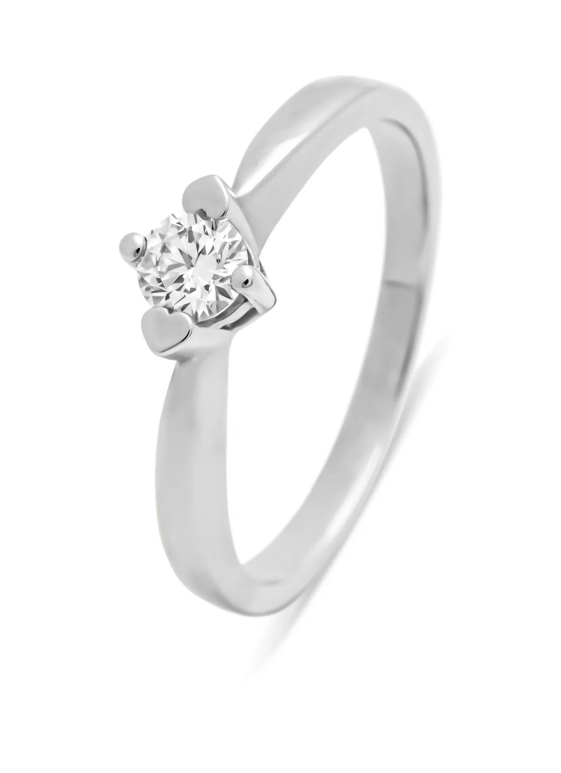 Witgouden ring, 0.26 ct diamant, Hearts & Arrows