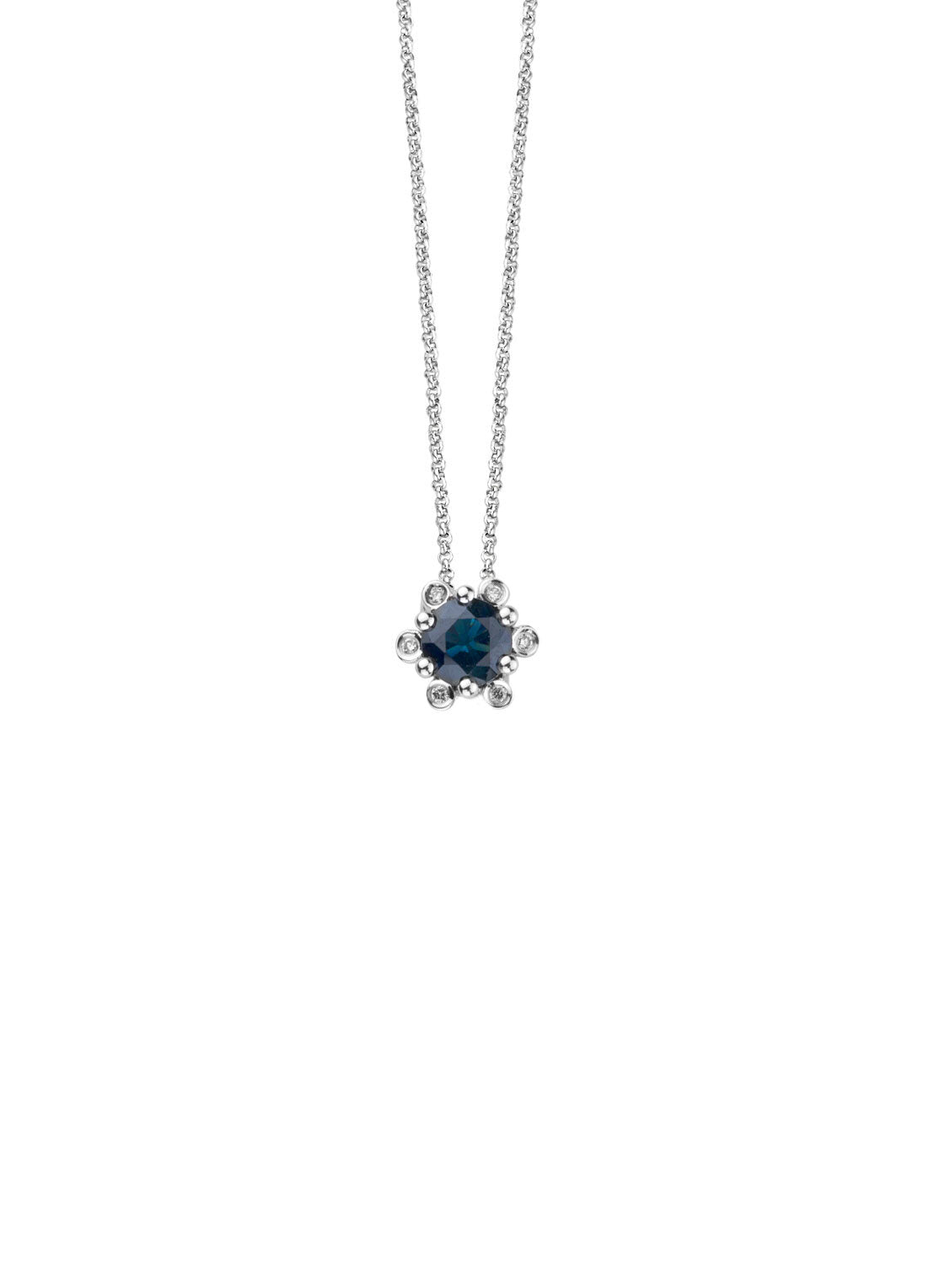 White gold pendant, 0.47 ct blue sapphire, Empress