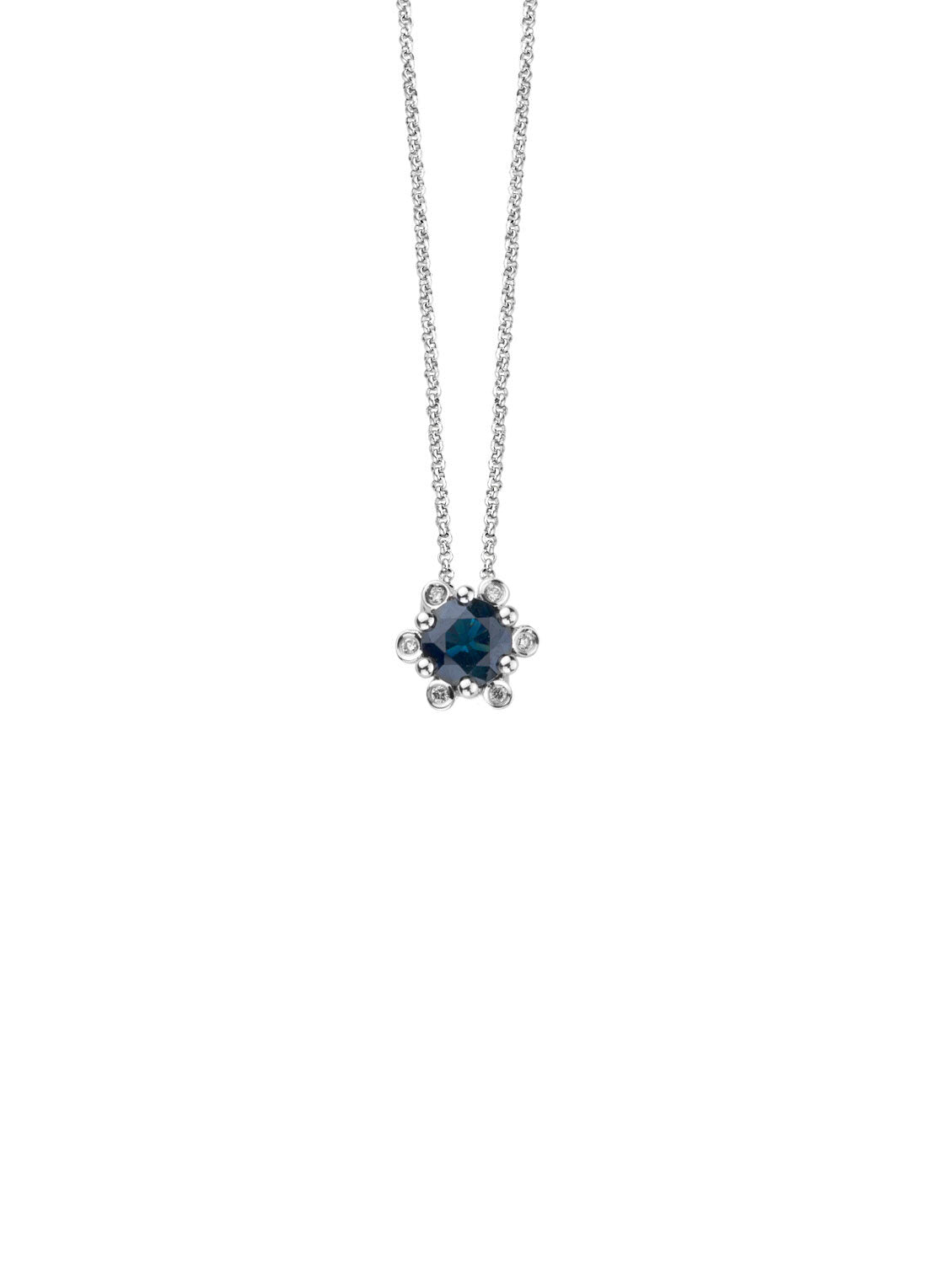 White gold pendant, 0.47 CT Blue Saffier, Empress