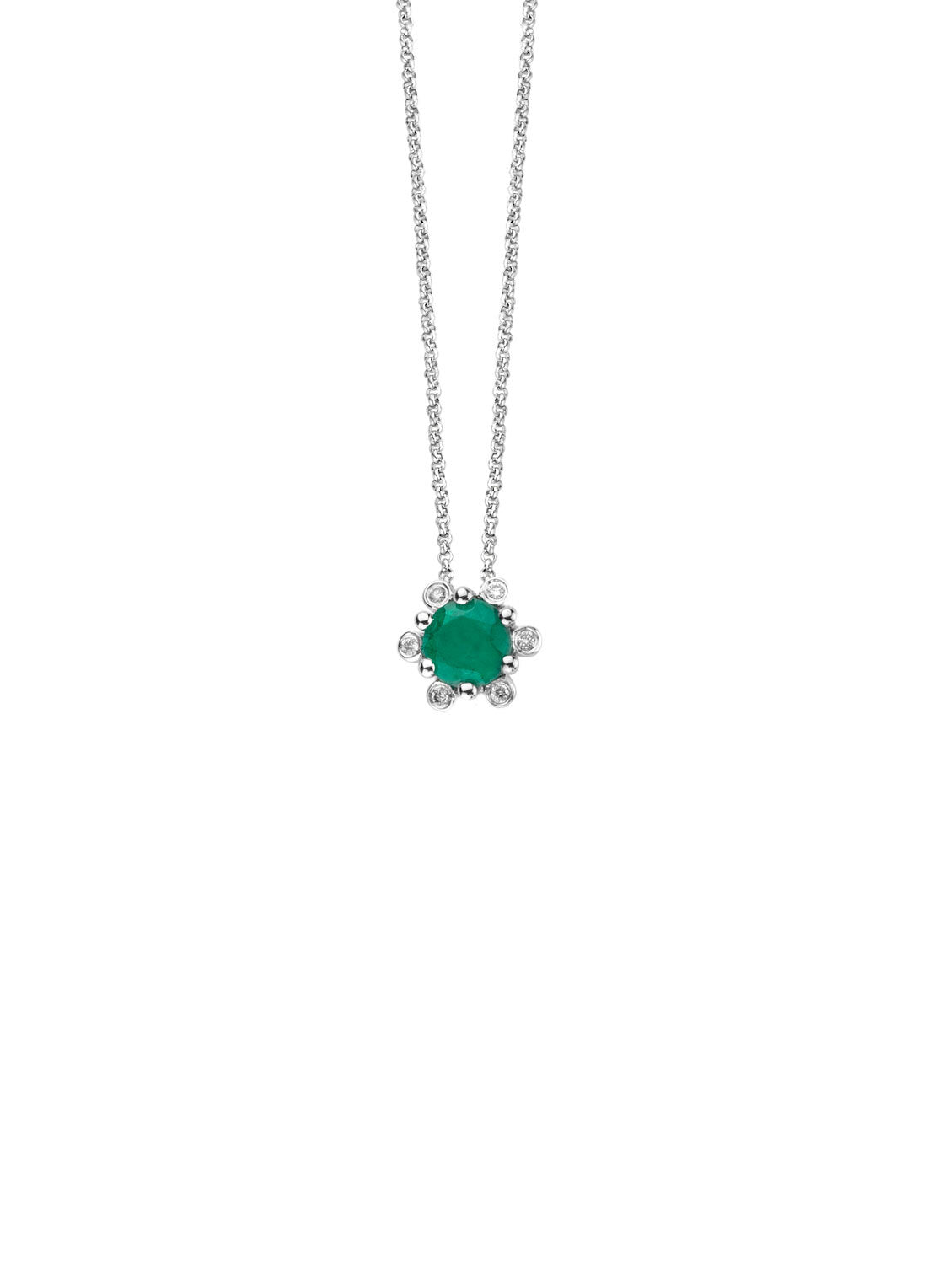 Witgouden hanger, 0.35 ct smaragd, Empress