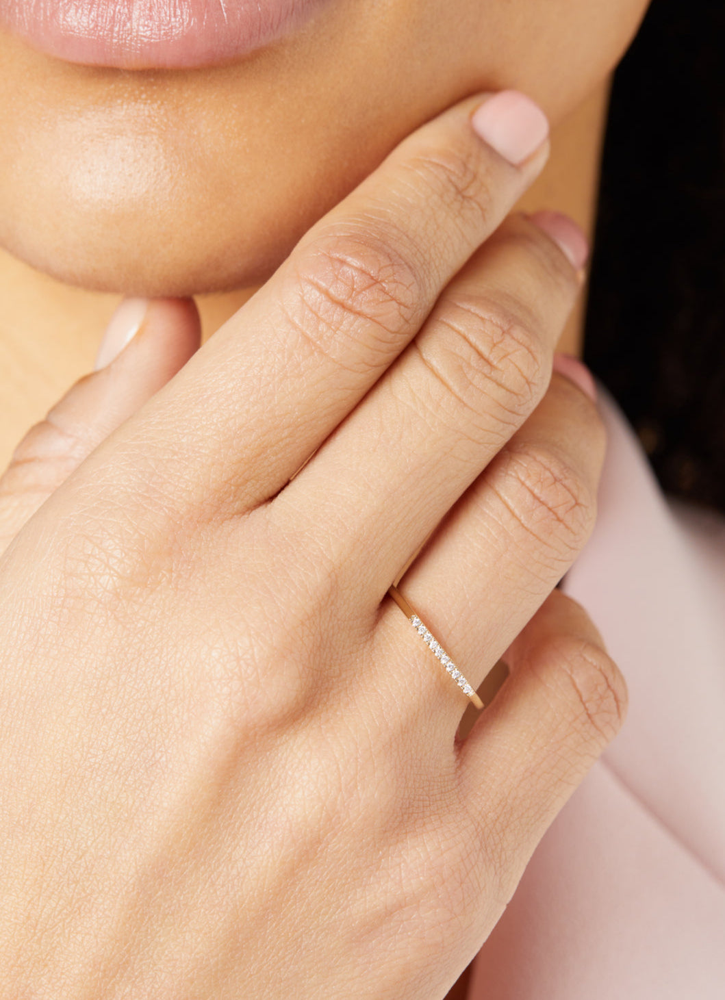 Yellow gold ring, 0.04 ct diamond, joy