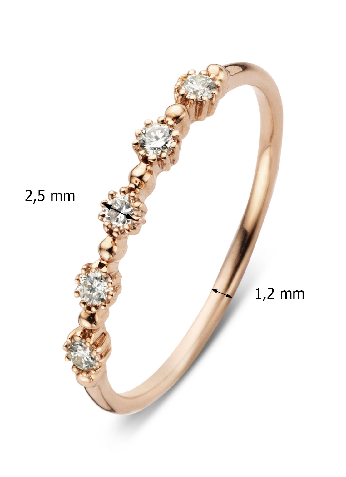 Roségouden ring, 0.17 ct diamant, Joy