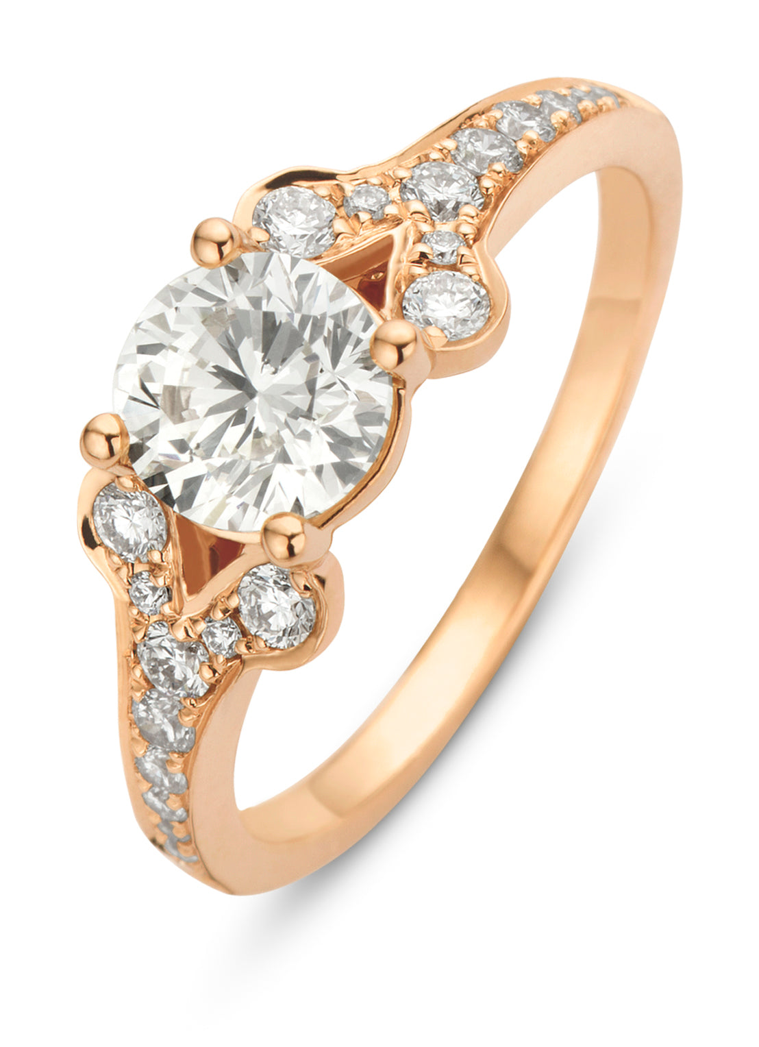 Roségouden ring, 1.35 ct diamant, Solitair