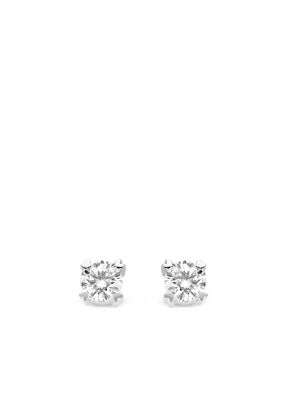 White gold ear jewelry, 0.22 CT Diamond, Hearts & Arrows