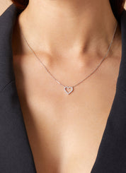 Witgouden collier, 0.25 ct diamant, Hearts & Arrows
