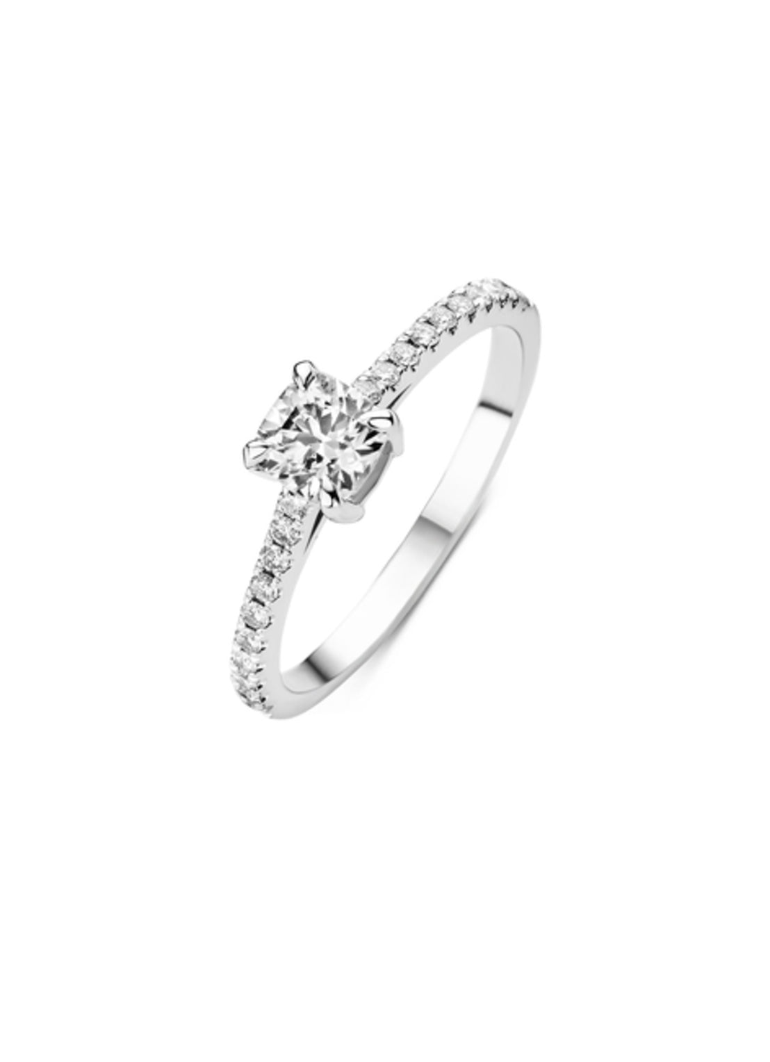 Witgouden ring, 0.58 ct diamant, Hearts & Arrows