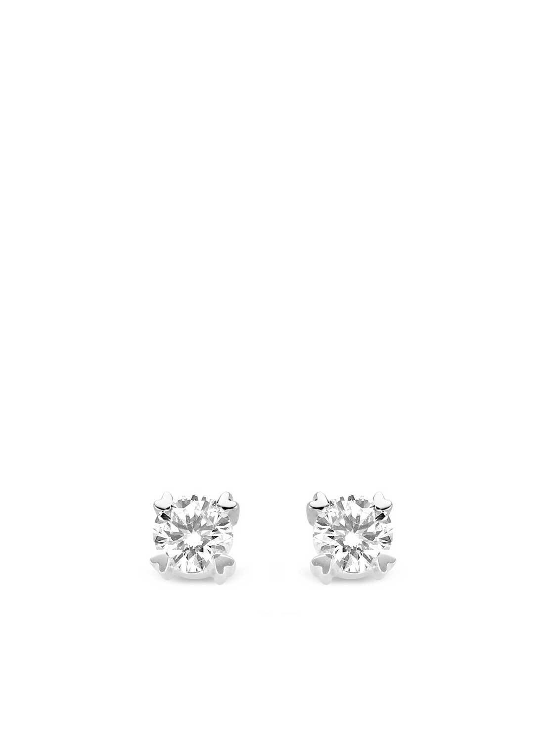 White gold ear jewelry, 0.28 CT Diamond, Hearts & Arrows