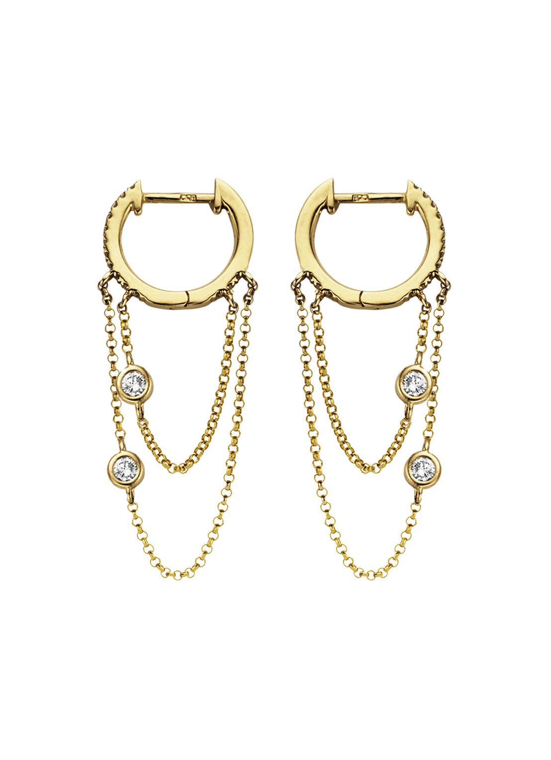 Yellow gold ear jewelry, 0.24 ct diamond, joy