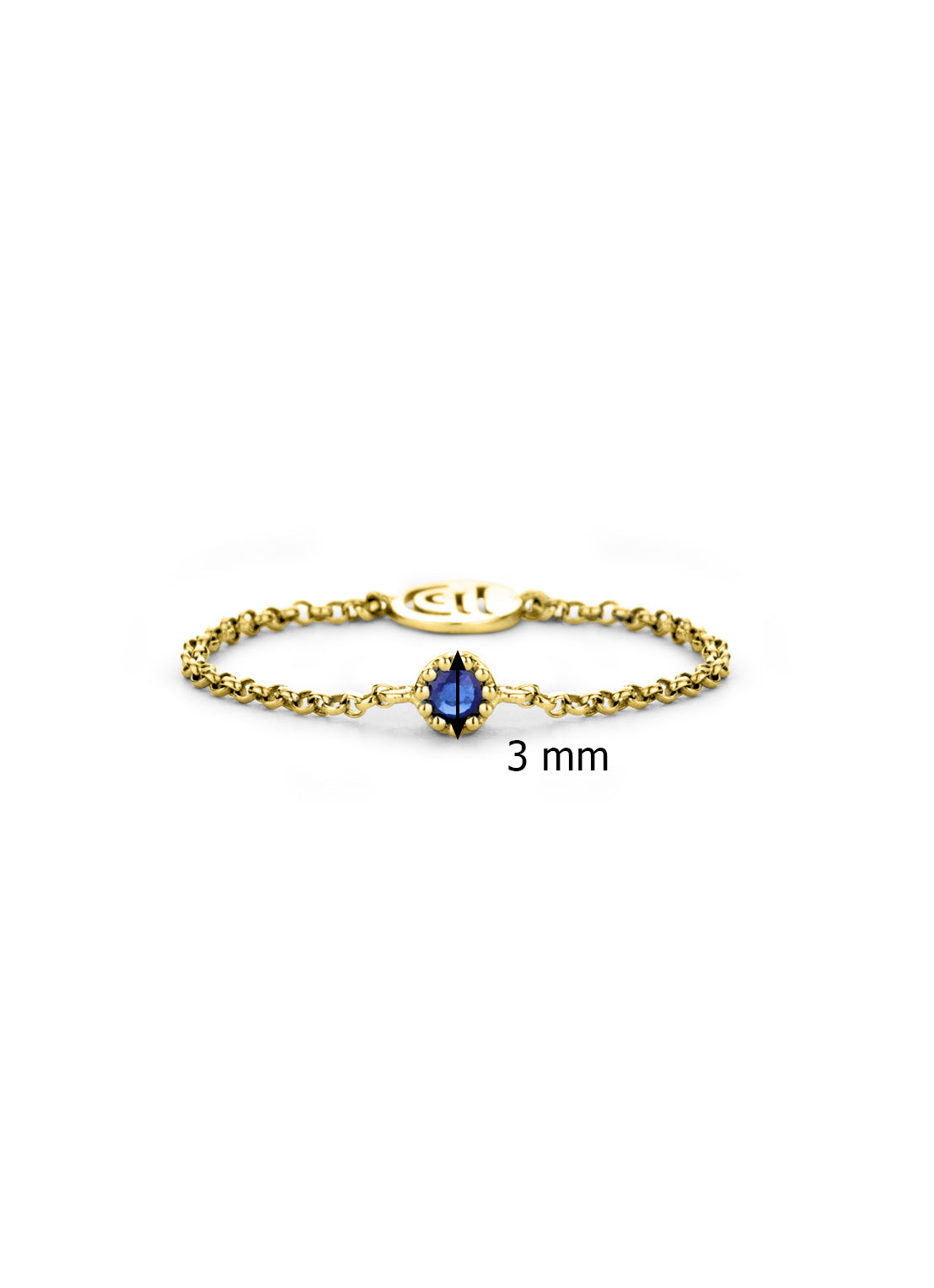 Yellow gold ring, 0.05 ct blue sapphire, joy