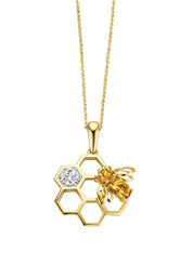 Yellow gold pendant, 0.25 ct Citrien, Queen Bee
