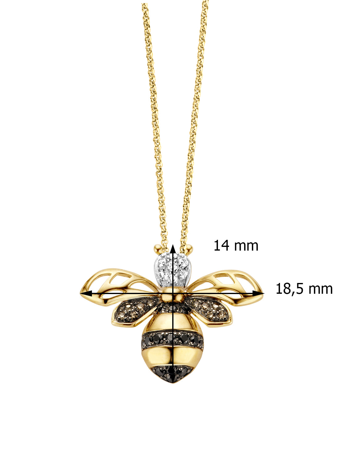 Yellow gold pendant, 0.16 ct diamond, queen bee