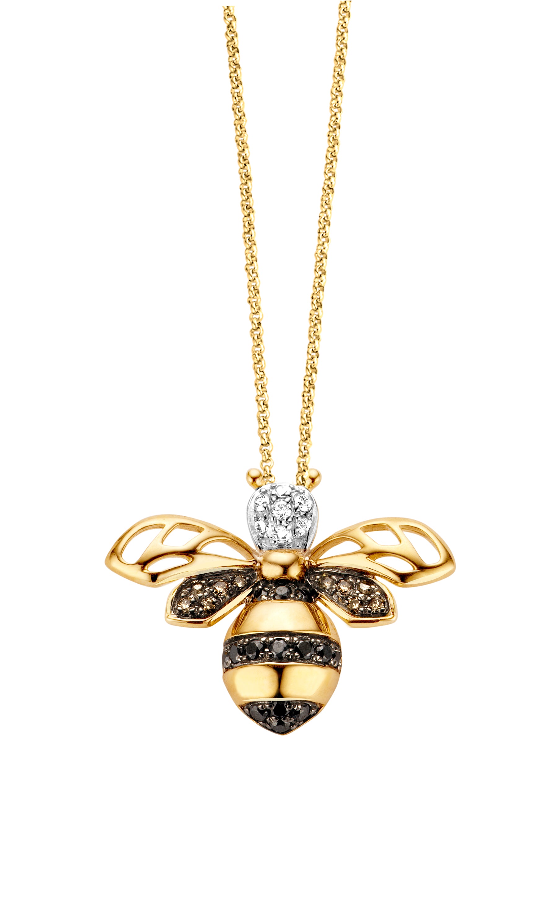 Yellow gold pendant, 0.16 ct diamond, queen bee