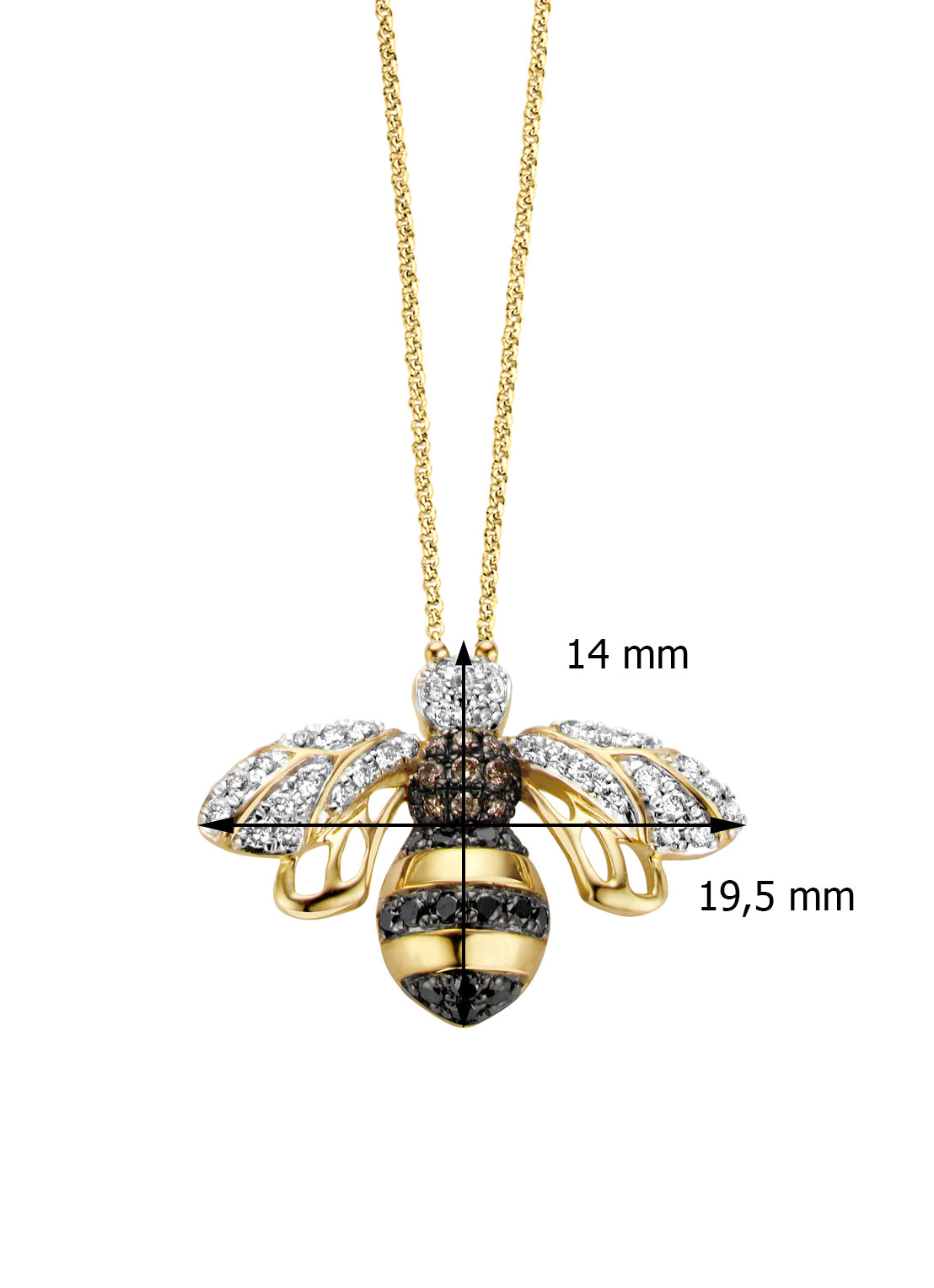 Geelgouden hanger, 0.28 ct diamant, Queen Bee
