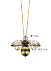 Geelgouden hanger, 0.28 ct diamant, Queen Bee