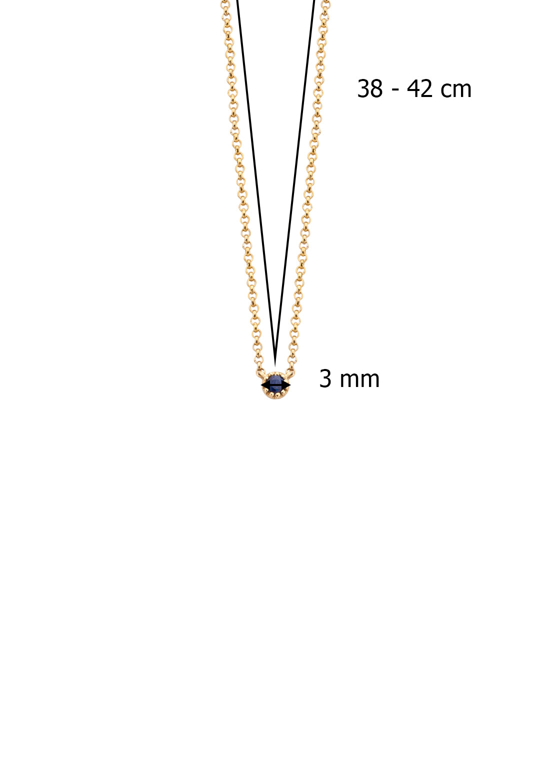 Geelgouden collier, 0.05 ct blauwe saffier, Joy