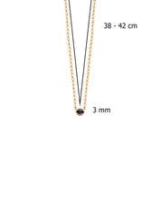 Yellow gold necklace, 0.05 ct blue sapphire, joy