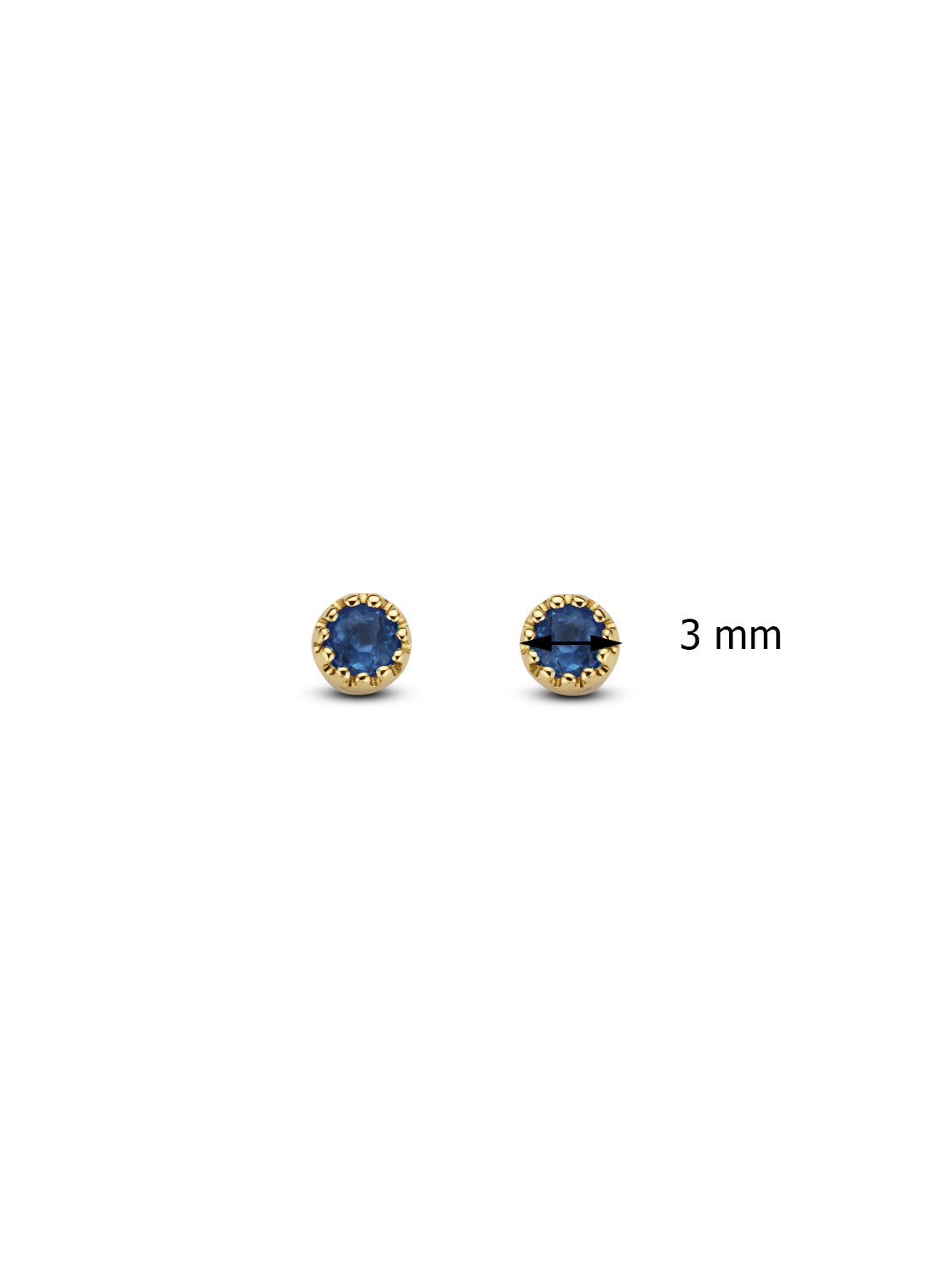 Yellow gold ear jewelry, 0.10 ct blue sapphire, joy