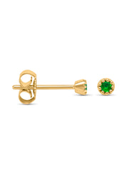 Yellow gold ear jewelry, 0.08 ct smaragd, joy