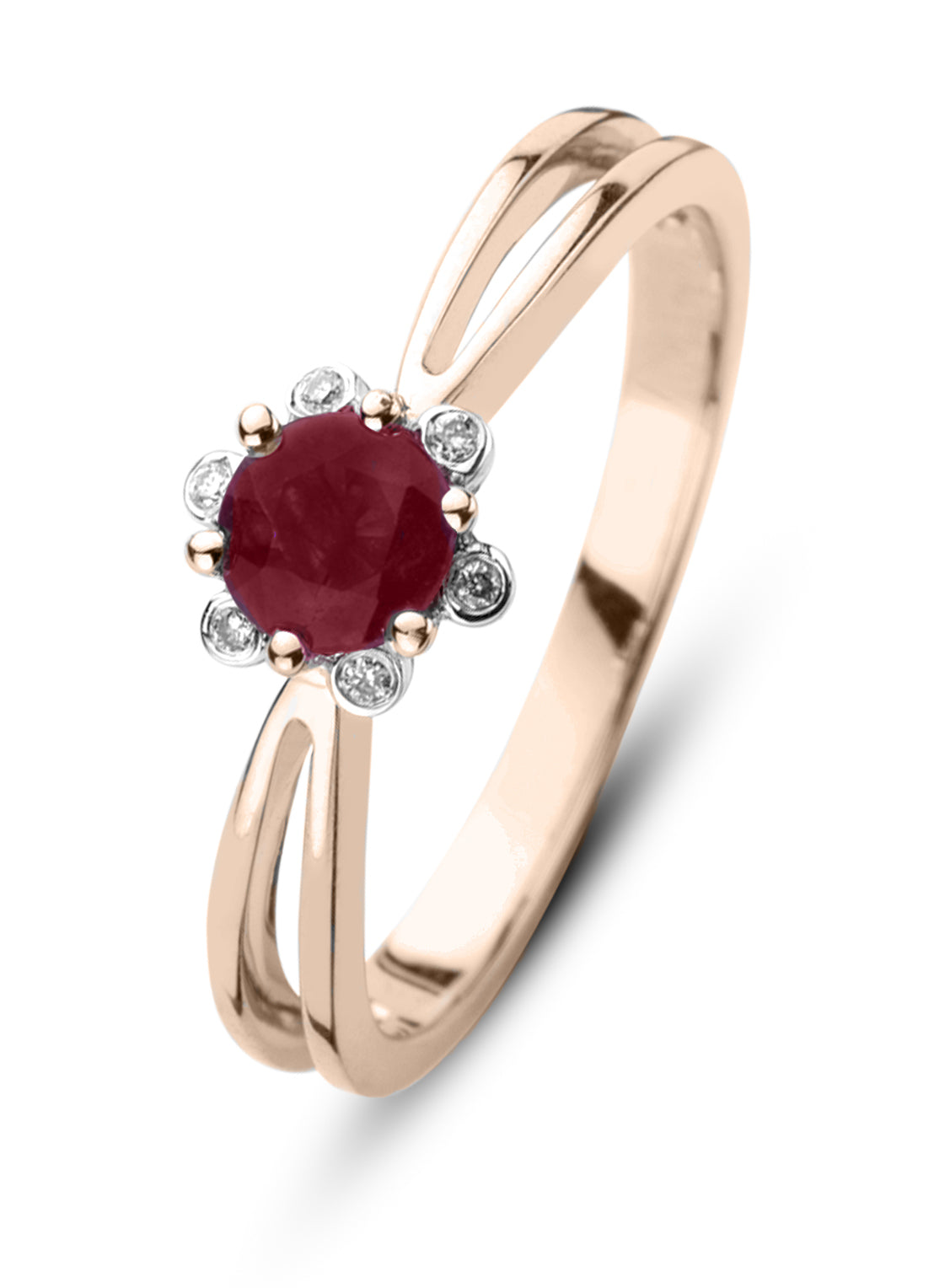 Rose gold ring, 0.44 ct ruby, Empress