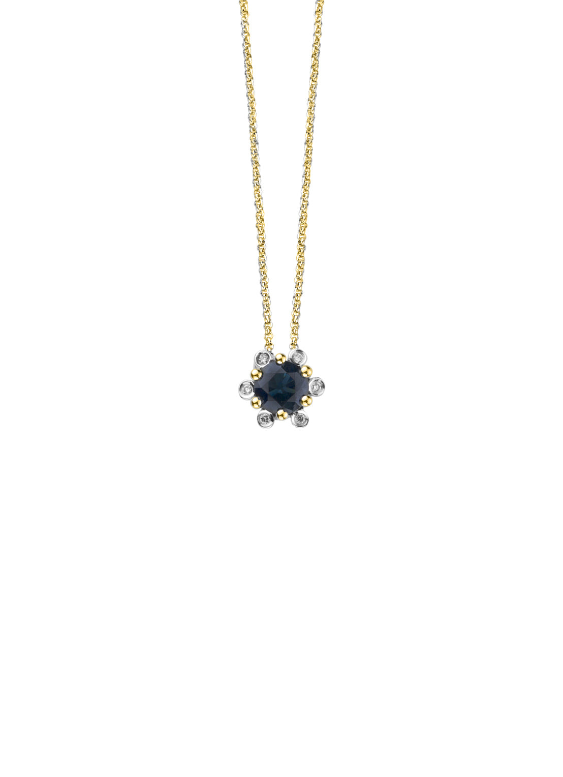 Yellow gold pendant, 0.47 ct blue sapphire, Empress