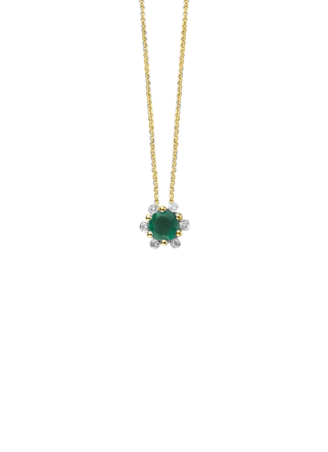 Geelgouden hanger, 0.35 ct smaragd, Empress