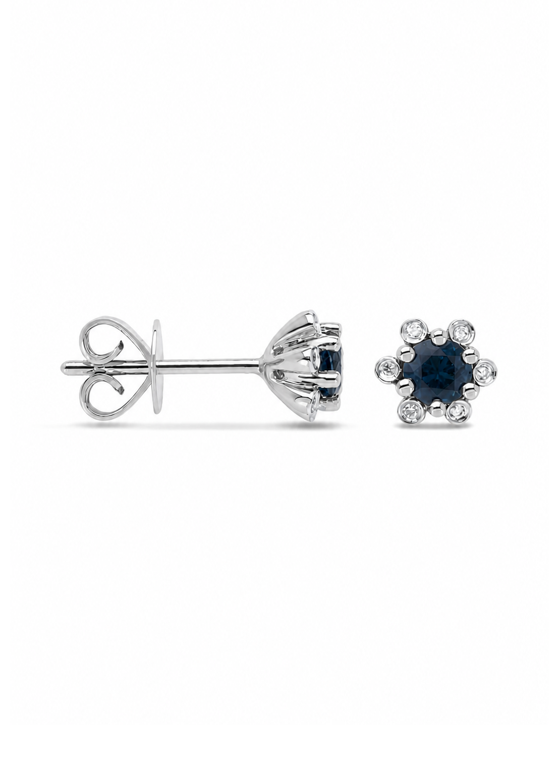 Witgouden oorsieraden, 0.60 ct blauwe saffier, Empress