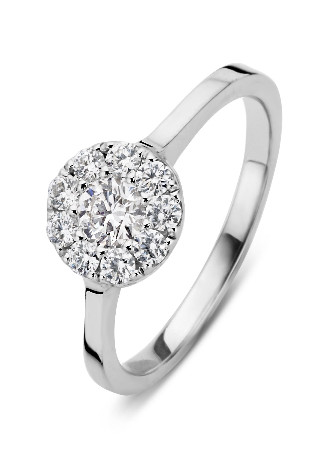 Witgouden ring, 0.42 ct diamant, Hearts & Arrows