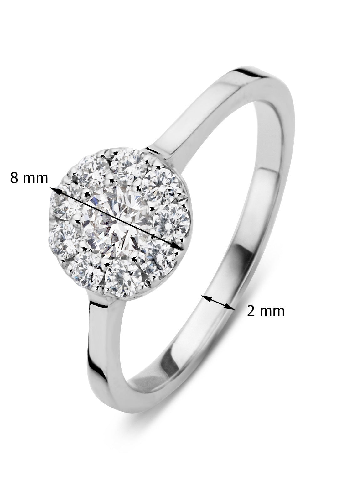 White gold ring, 0.42 CT Diamant, Hearts & Arrows