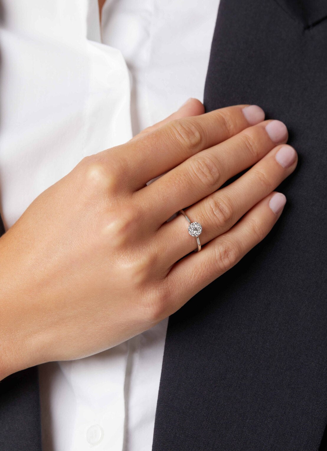 White gold ring, 0.20 CT Diamant, Hearts & Arrows