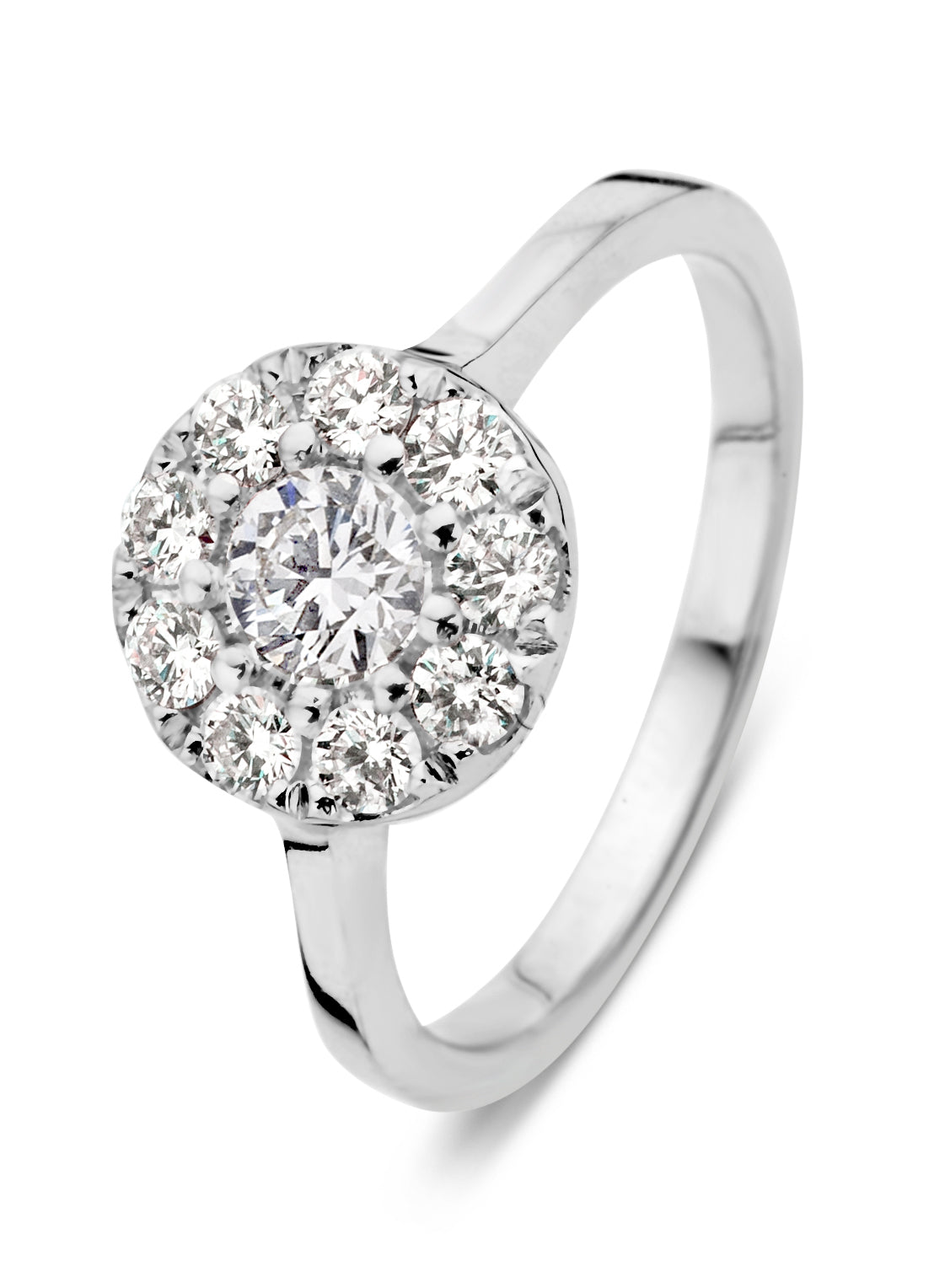 White gold ring, 0.65 CT Diamant, Hearts & Arrows