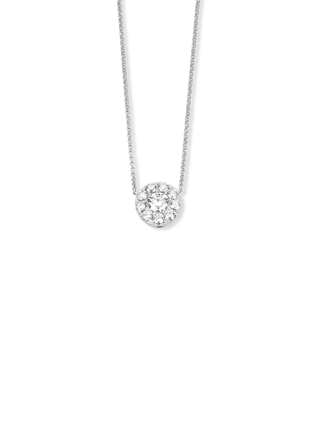 Witgouden collier, 0.30 ct diamant, Hearts & Arrows