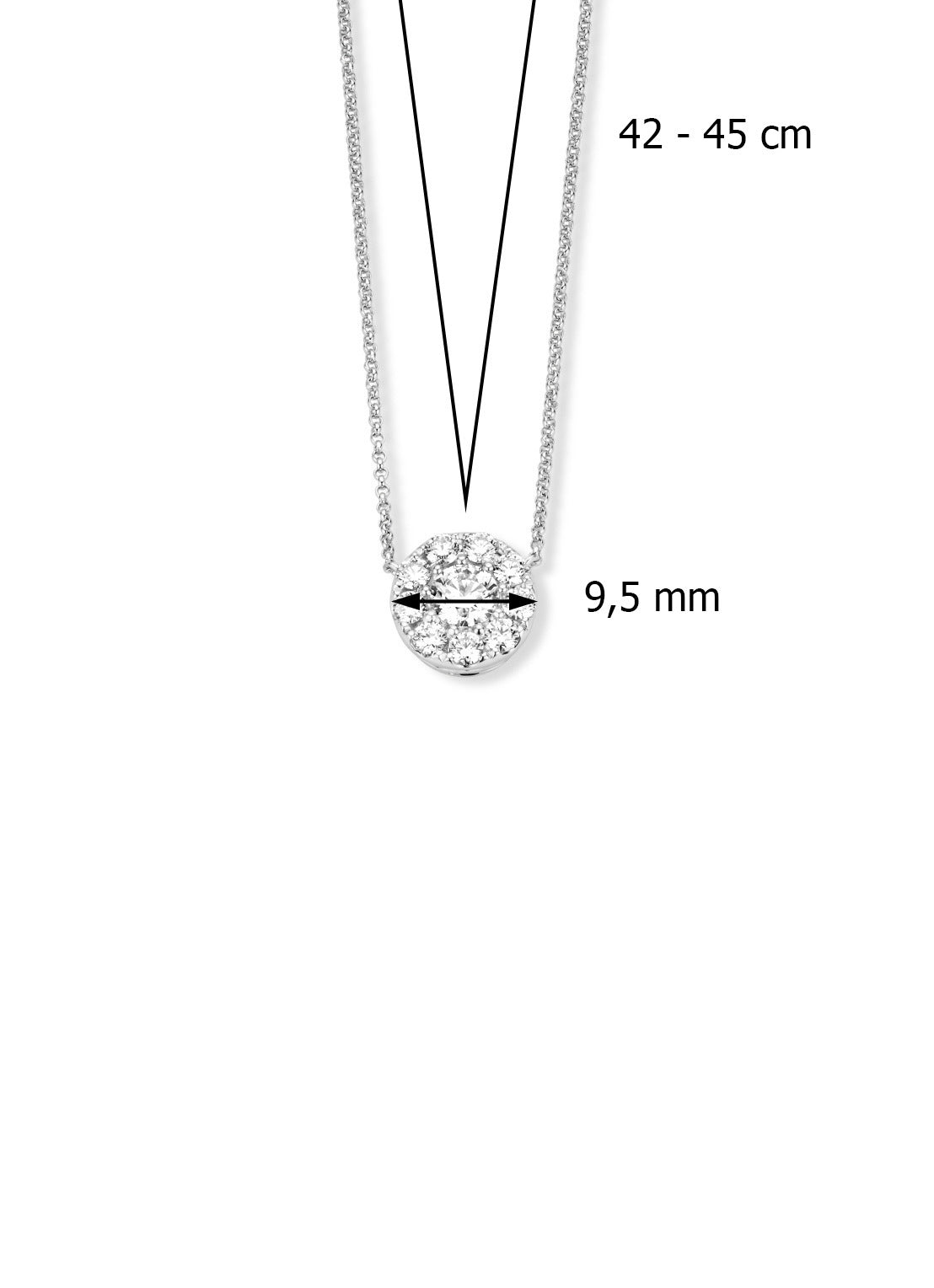 Witgouden collier, 0.65 ct diamant, Hearts & Arrows
