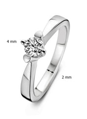 Witgouden ring, 0.09 ct diamant, Hearts & Arrows