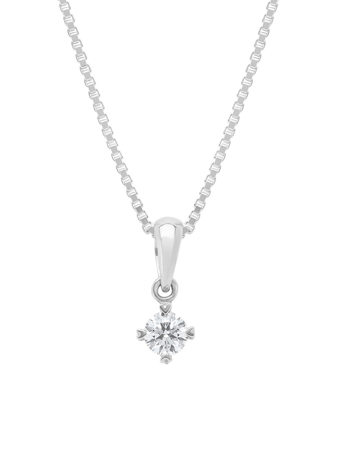 Witgouden hanger, 0.16 ct diamant, Hearts & Arrows