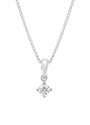Witgouden hanger, 0.16 ct diamant, Hearts & Arrows