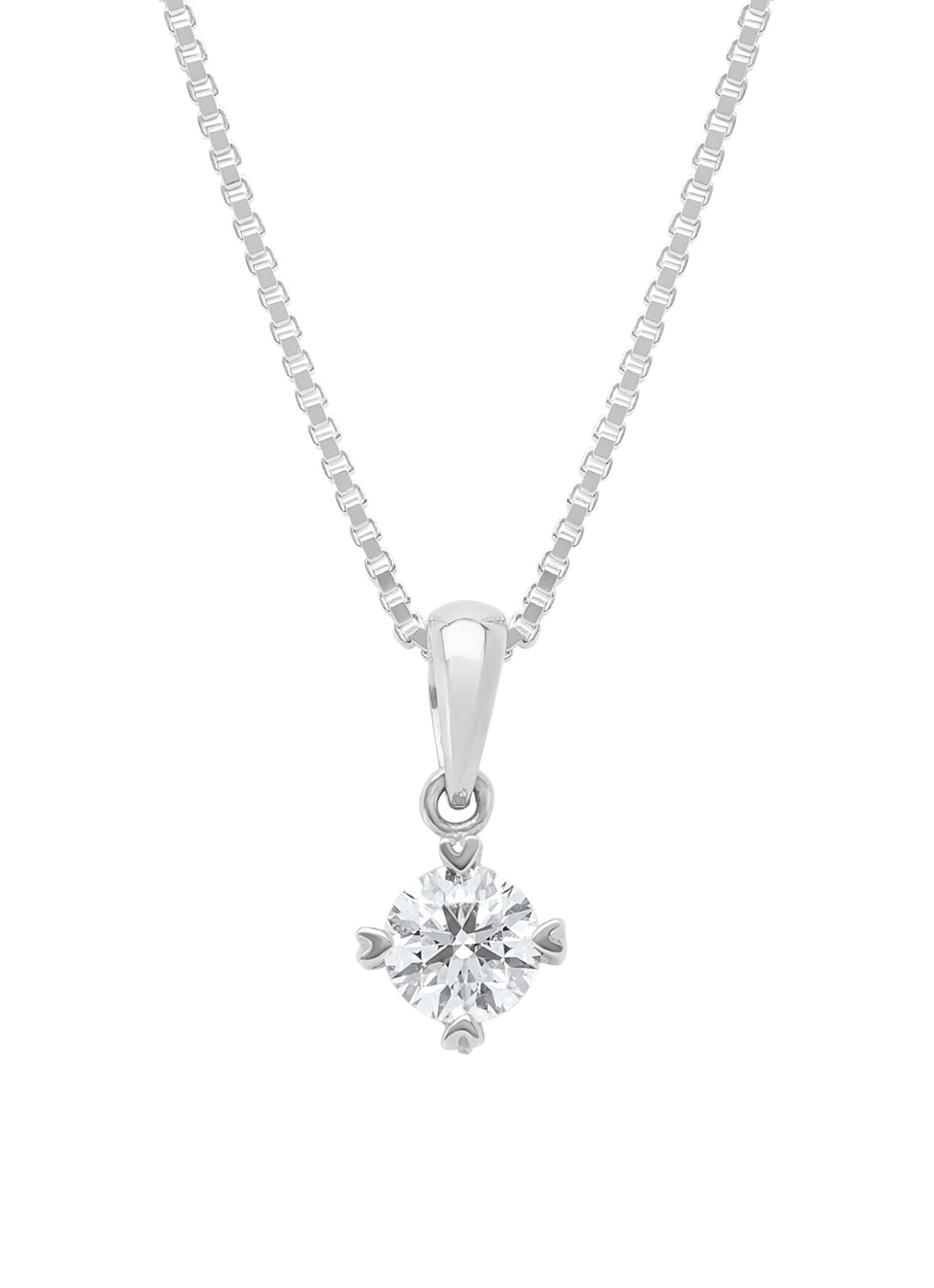 Witgouden hanger, 0.40 ct diamant, Hearts & Arrows