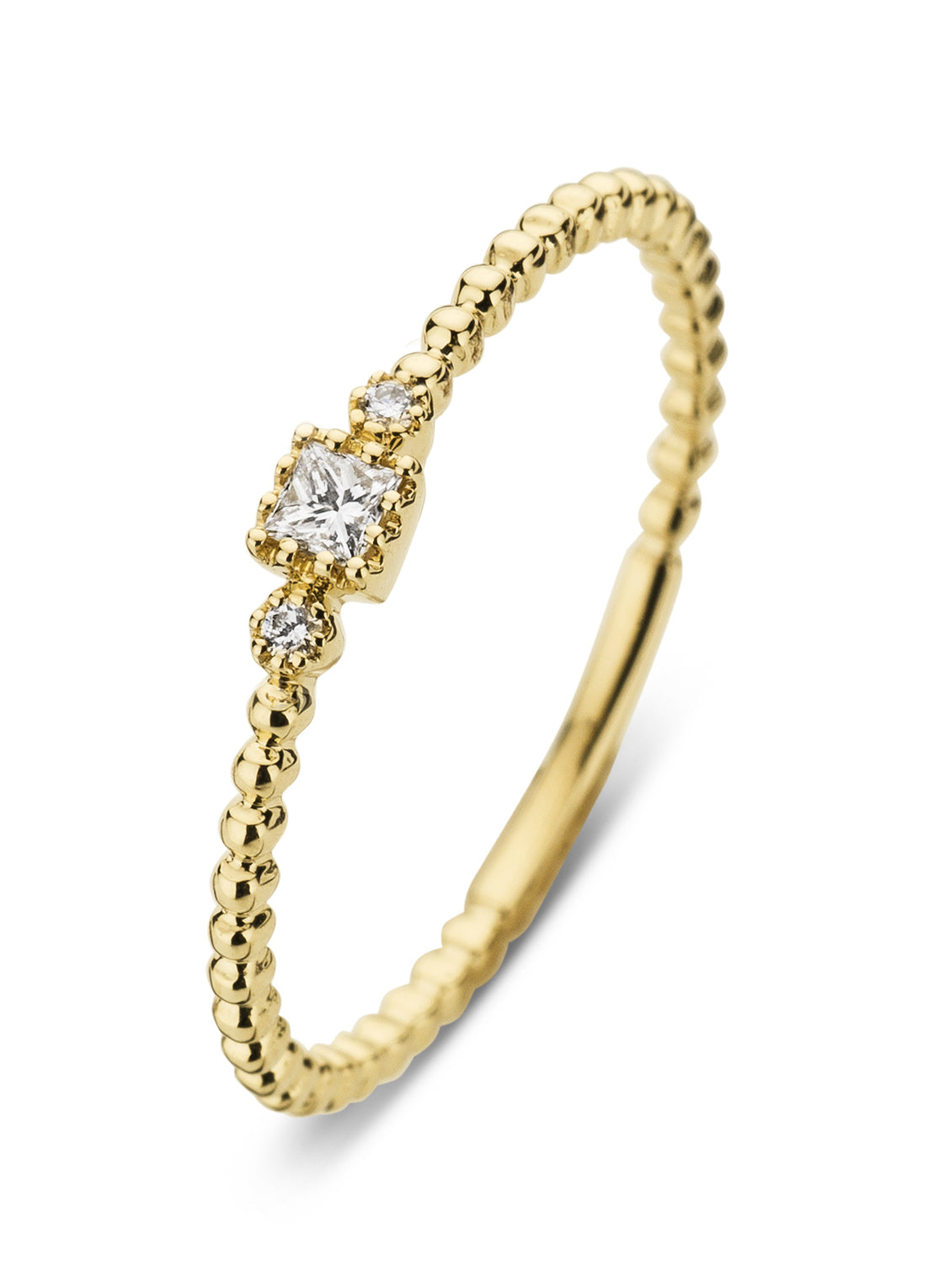 Yellow gold ring, 0.07 ct diamond, joy