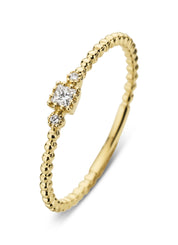 Yellow gold ring, 0.07 ct diamond, joy