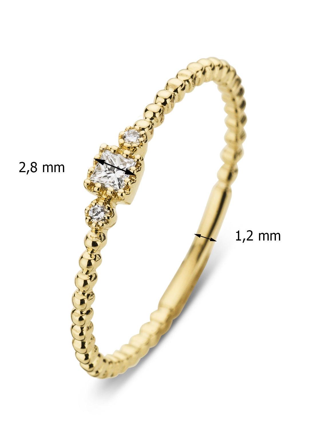 Yellow gold ring, 0.07 ct diamond, joy