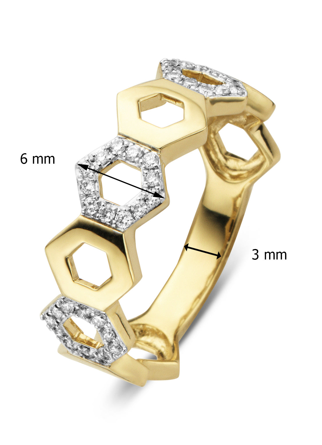 Golden Ring, 0.17 CT Diamant, Queen Bee