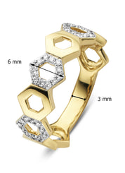 Gouden ring, 0.17 ct diamant, Queen Bee